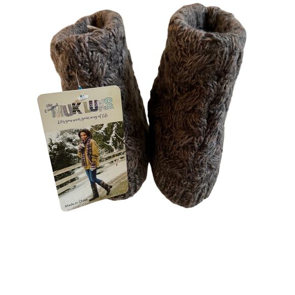 MUK LUKS Women's Sienna Wedge Brown Boots Sock Booties Knit Cuff NWT Size 7 NEW - Picture 9 of 10